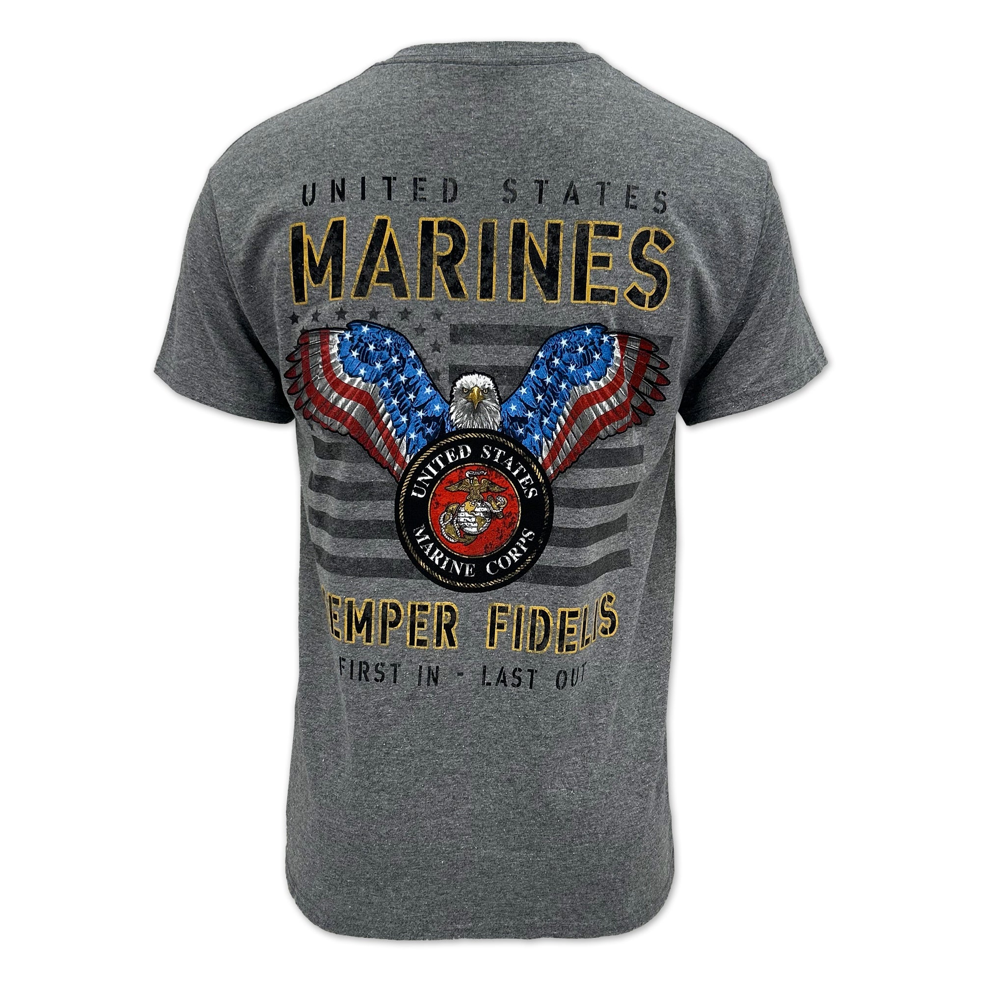 Marines Stars and Stripes T-Shirt (Graphite)