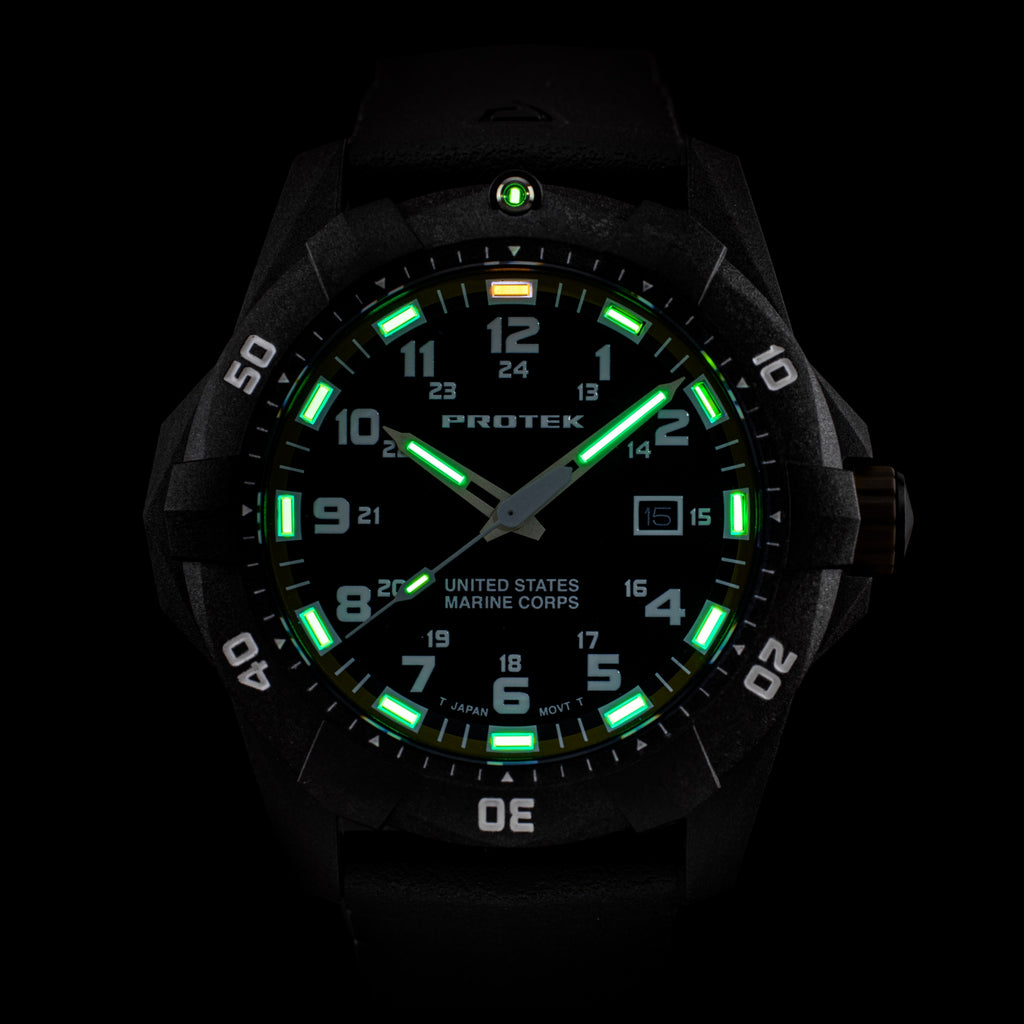 ProTek USMC Carbon Composite Dive Watch - Carbon/Black/Green (Black Band)