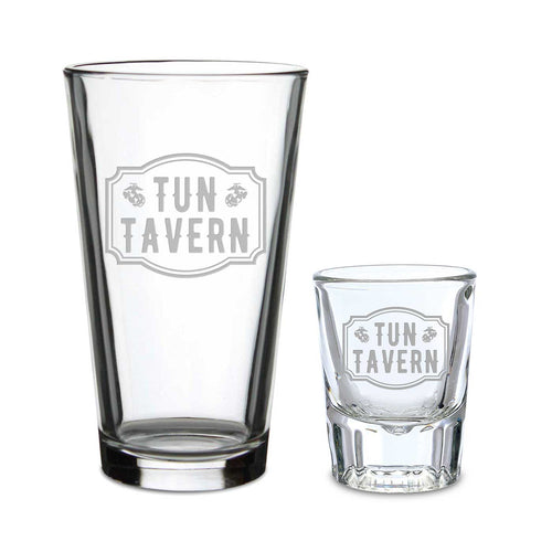 Tun Tavern Set of 16oz Pint Glass w/ 2oz Classic Shot Glass