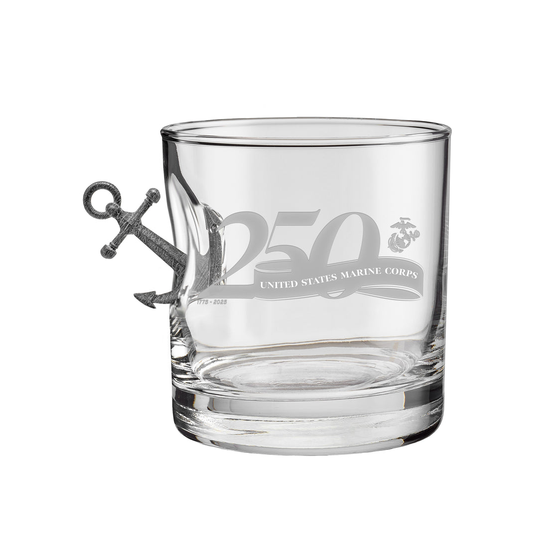 Marines 250th Anniversary Anchor 11oz Rocks Glass