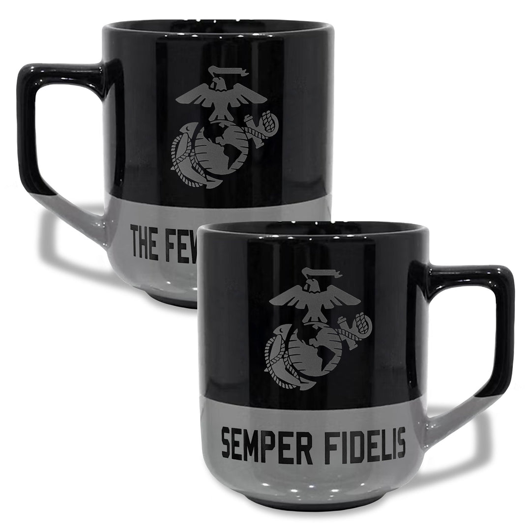 Marines EGA 20oz Color Block Ceramic Mug (Black/Grey)