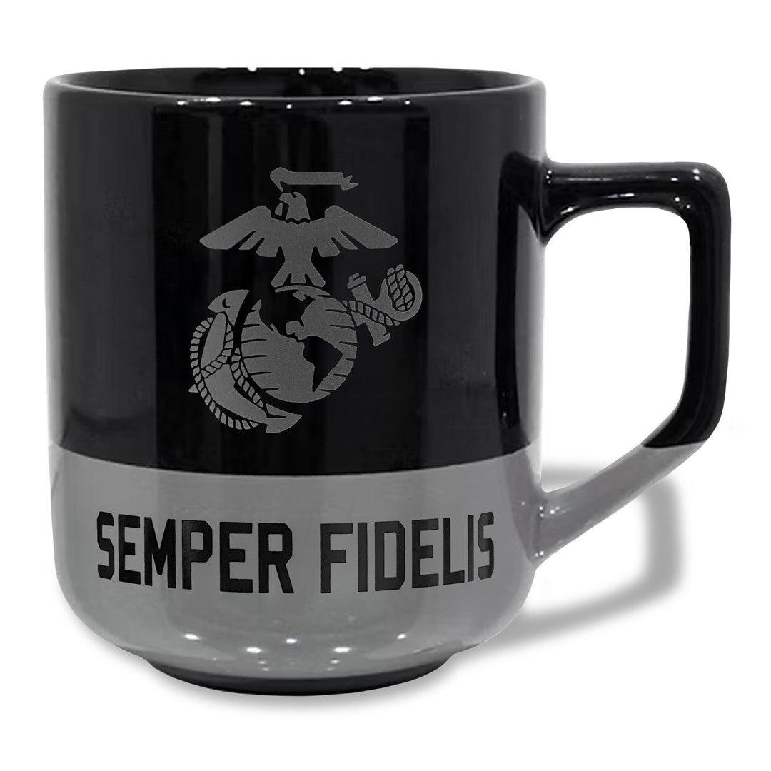 Marines EGA 20oz Color Block Ceramic Mug (Black/Grey)