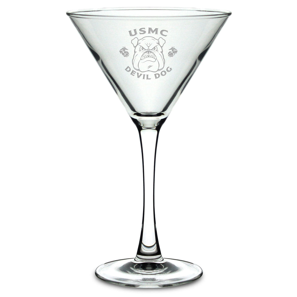 10oz Marines Bulldog Martini Glass