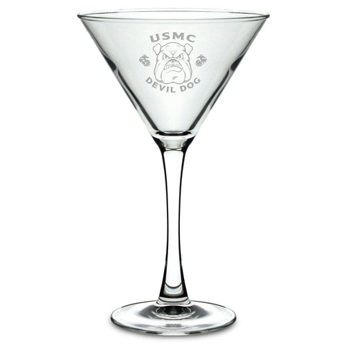 10oz Marines Bulldog Martini Glass