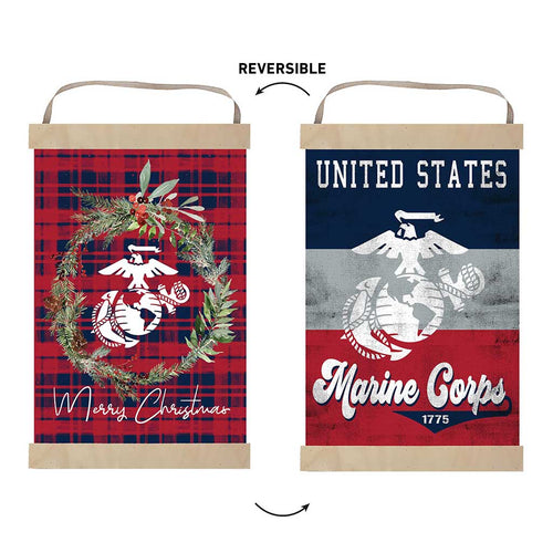 USMC Plaid Christmas Reversible Banner