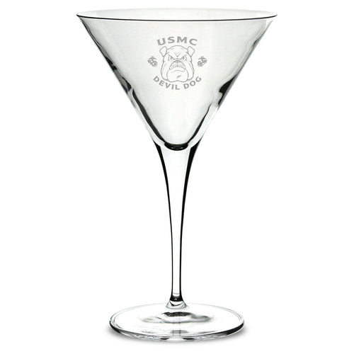 Marines Bulldog Luigi Bormioli 10oz Martini Glass