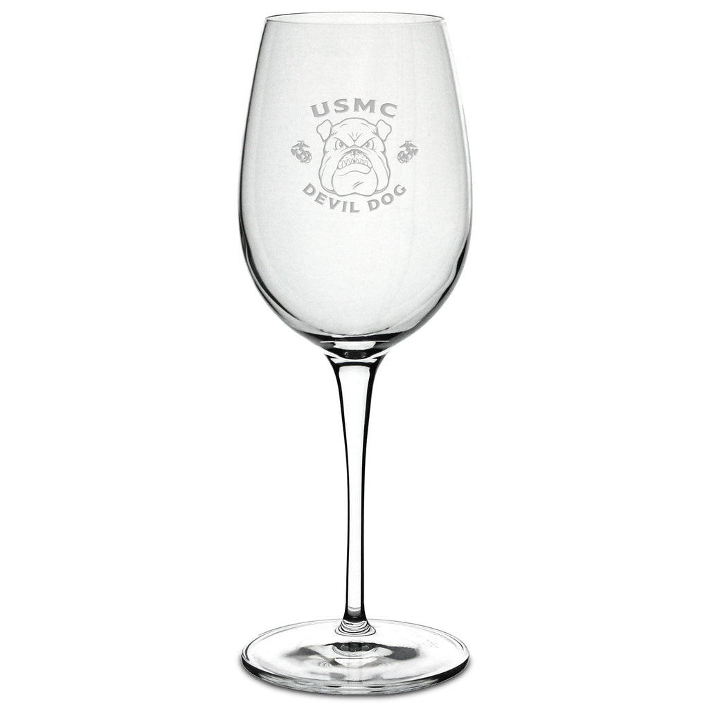 Marines Bulldog Luigi Bormioli 12oz White Wine Glass