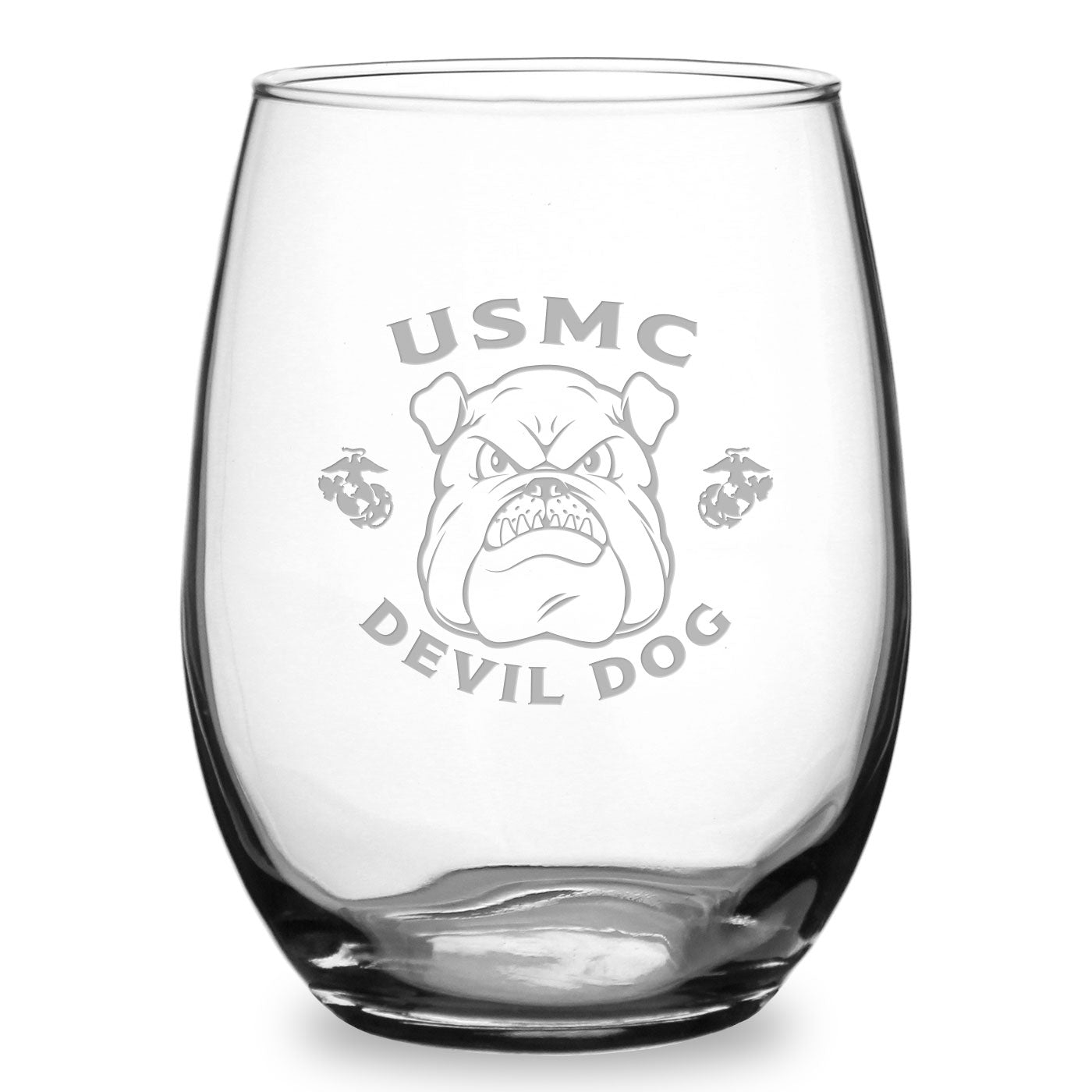 USMC Bulldog 21oz Stemless Wine Glass