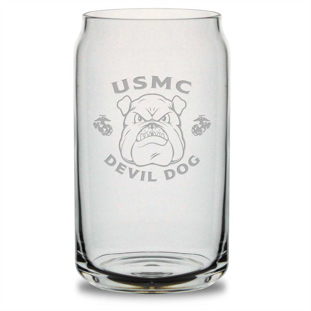 USMC Bulldog 16oz Beer Can Glass