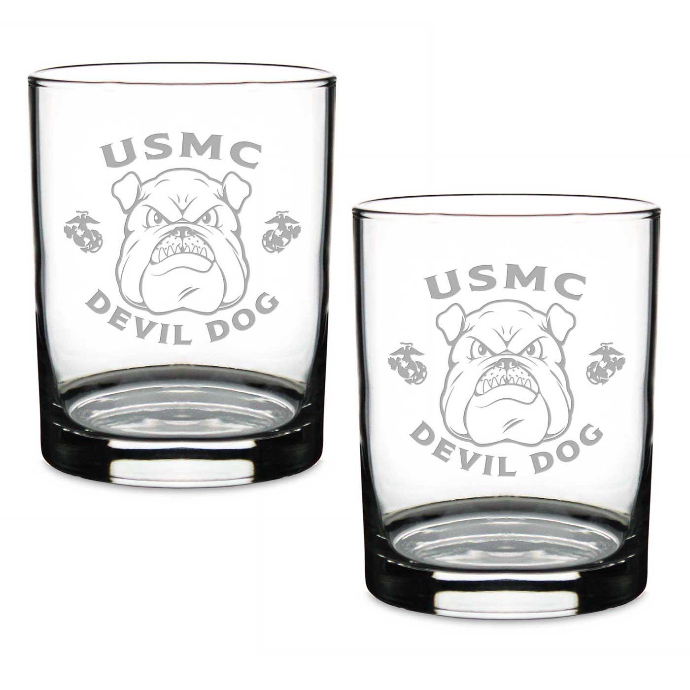 Marines Bulldog Set of 2 14oz Double Old Fashioned