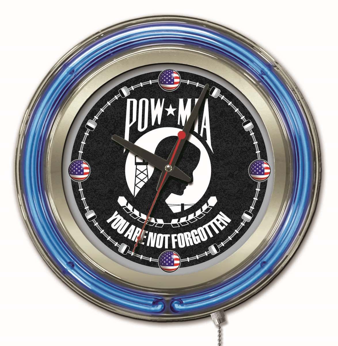 POW/MIA 15" Double Neon Wall Clock*