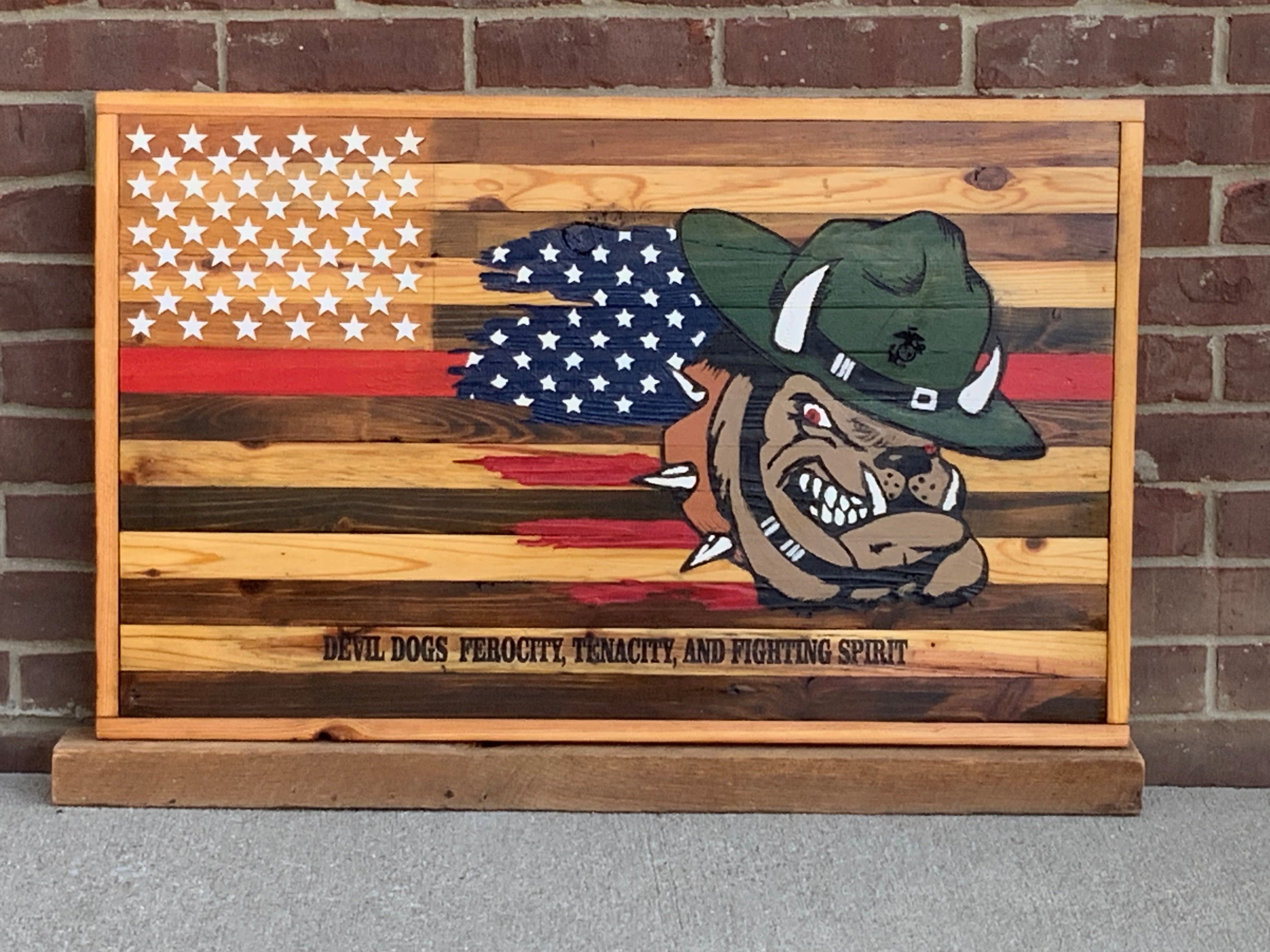 Devil Dogs Barnwood Flag Sign*