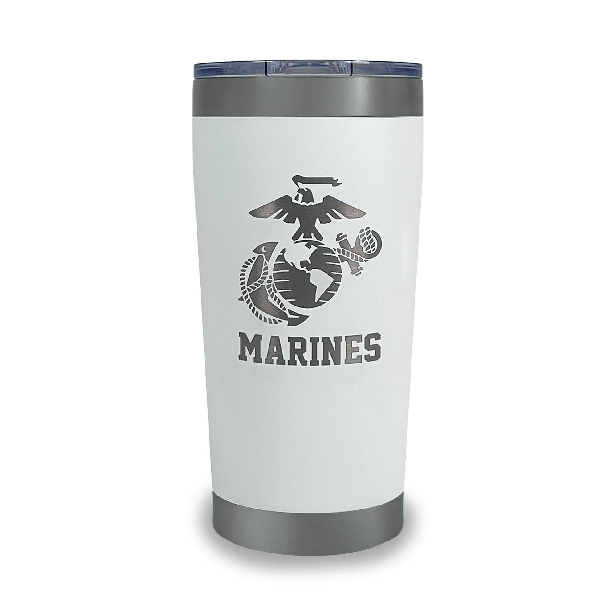 Marines EGA Stainless Steel Laser Etched 20oz Tumbler (White)