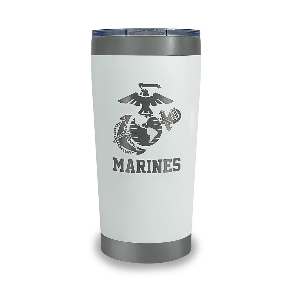 Marines EGA Stainless Steel Laser Etched 20oz Tumbler (White)