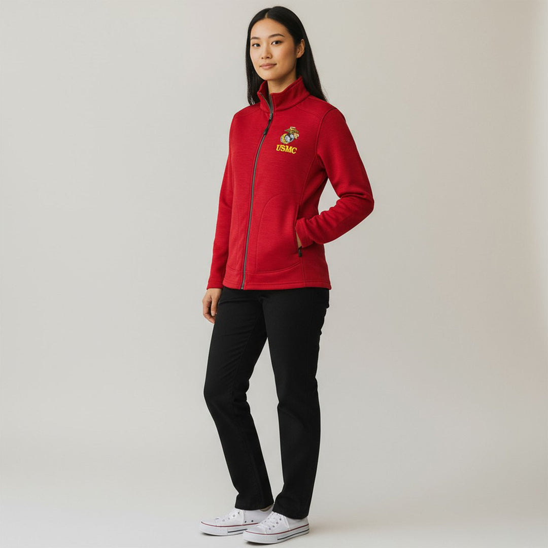 Ladies Embroidered EGA Full Zip Fleece Jacket (Red)