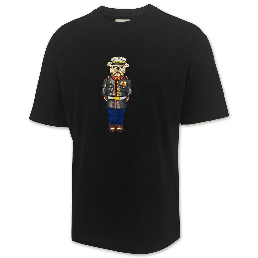 Marine Dress Blue Embroidered Crew Dog Original Tee (Black)