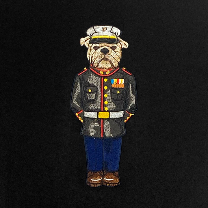 Marine Dress Blue Embroidered Crew Dog Original Tee (Black)