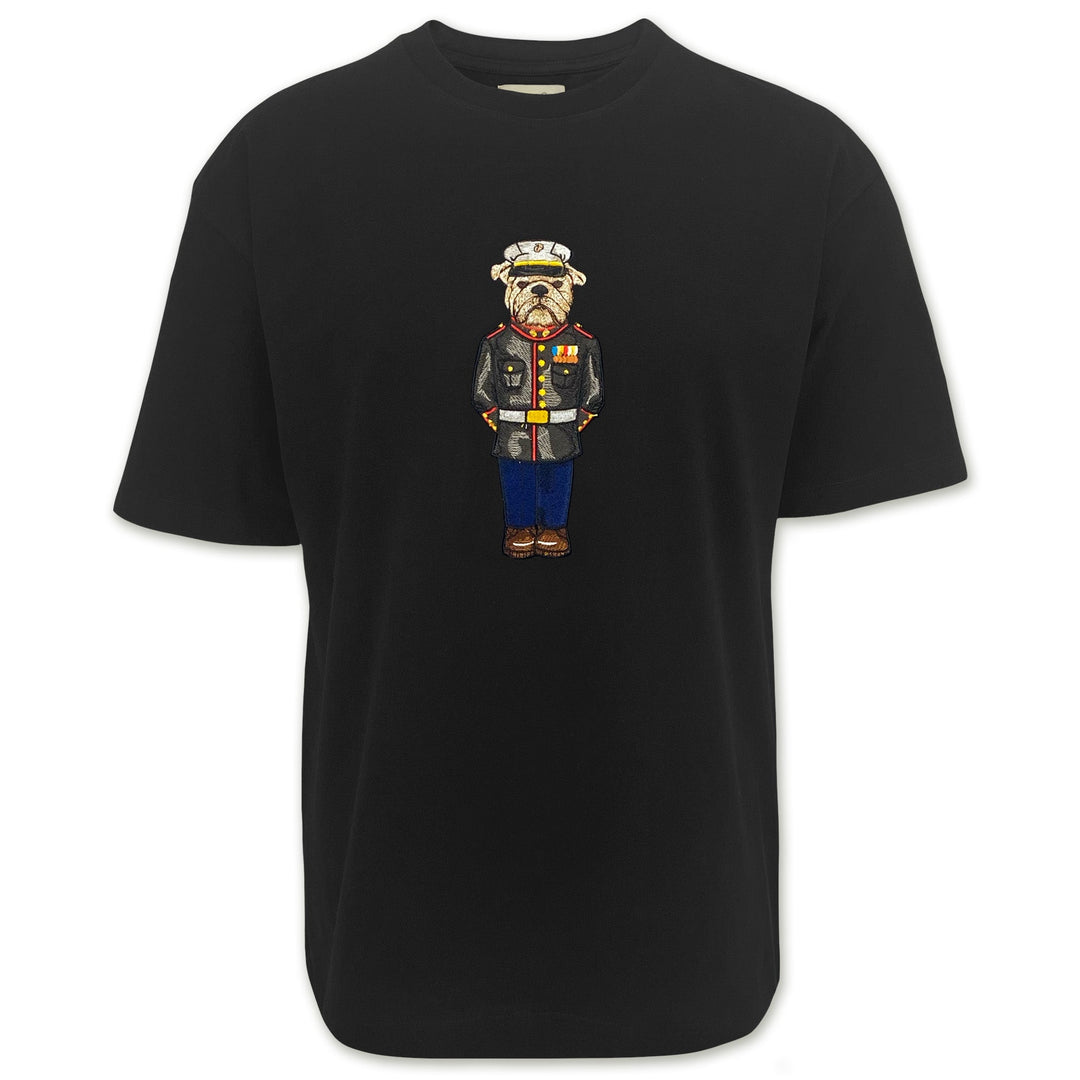 Marine Dress Blue Embroidered Crew Dog Original Tee (Black)