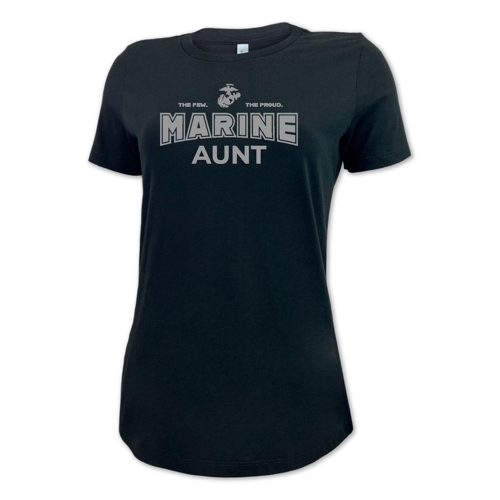 Marines Aunt Ladies T-Shirt (Black)