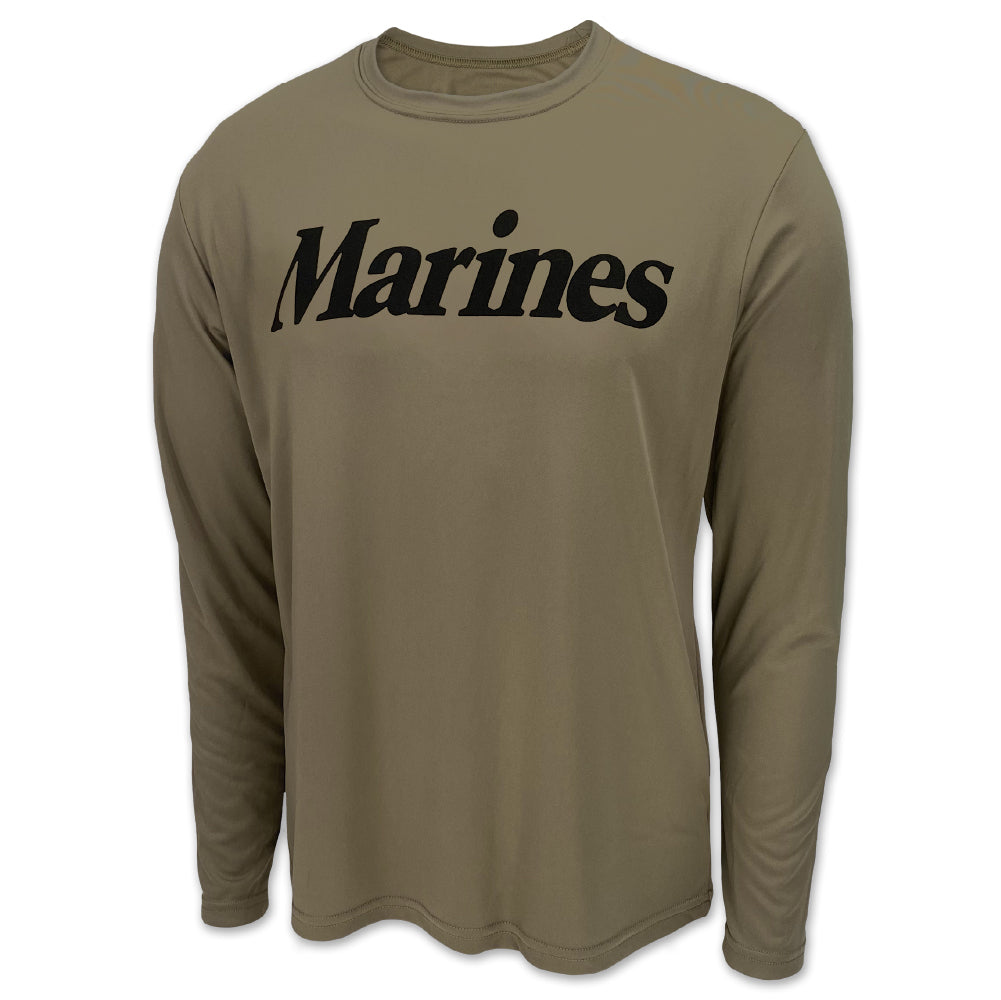 Marines Logo Core Performance Long Sleeve T (Olive)