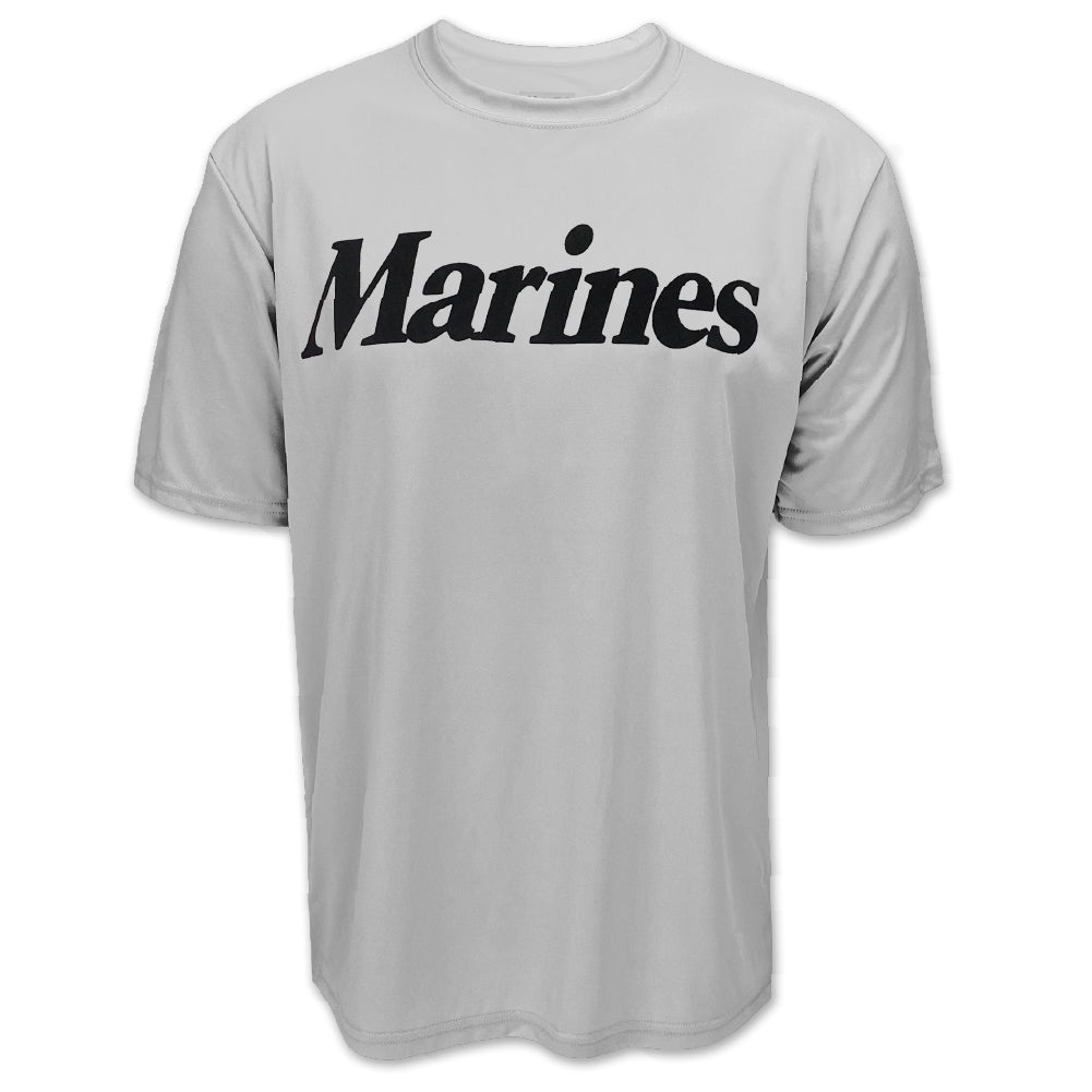 Marines Logo Core Performance T-Shirt (Silver)