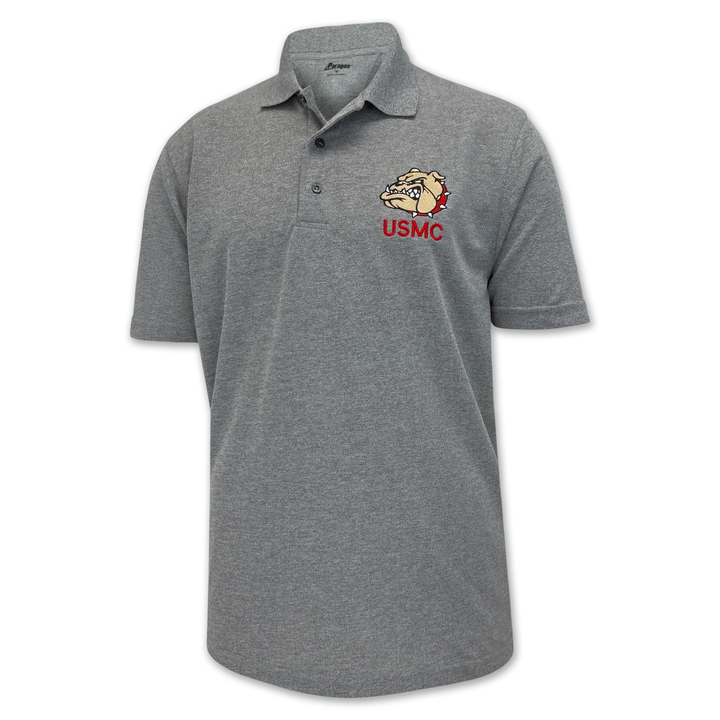 USMC Bulldog Embroidered Performance Polo (Grey)