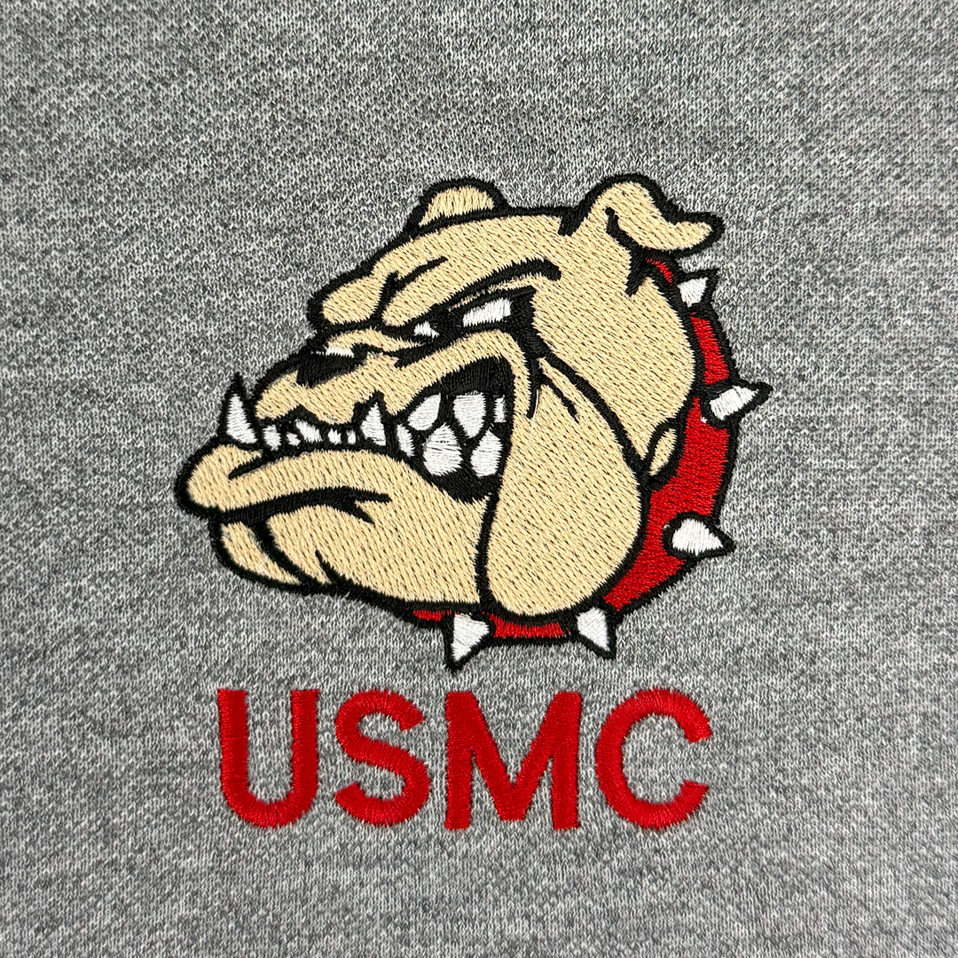 USMC Bulldog Embroidered Performance Polo (Grey)