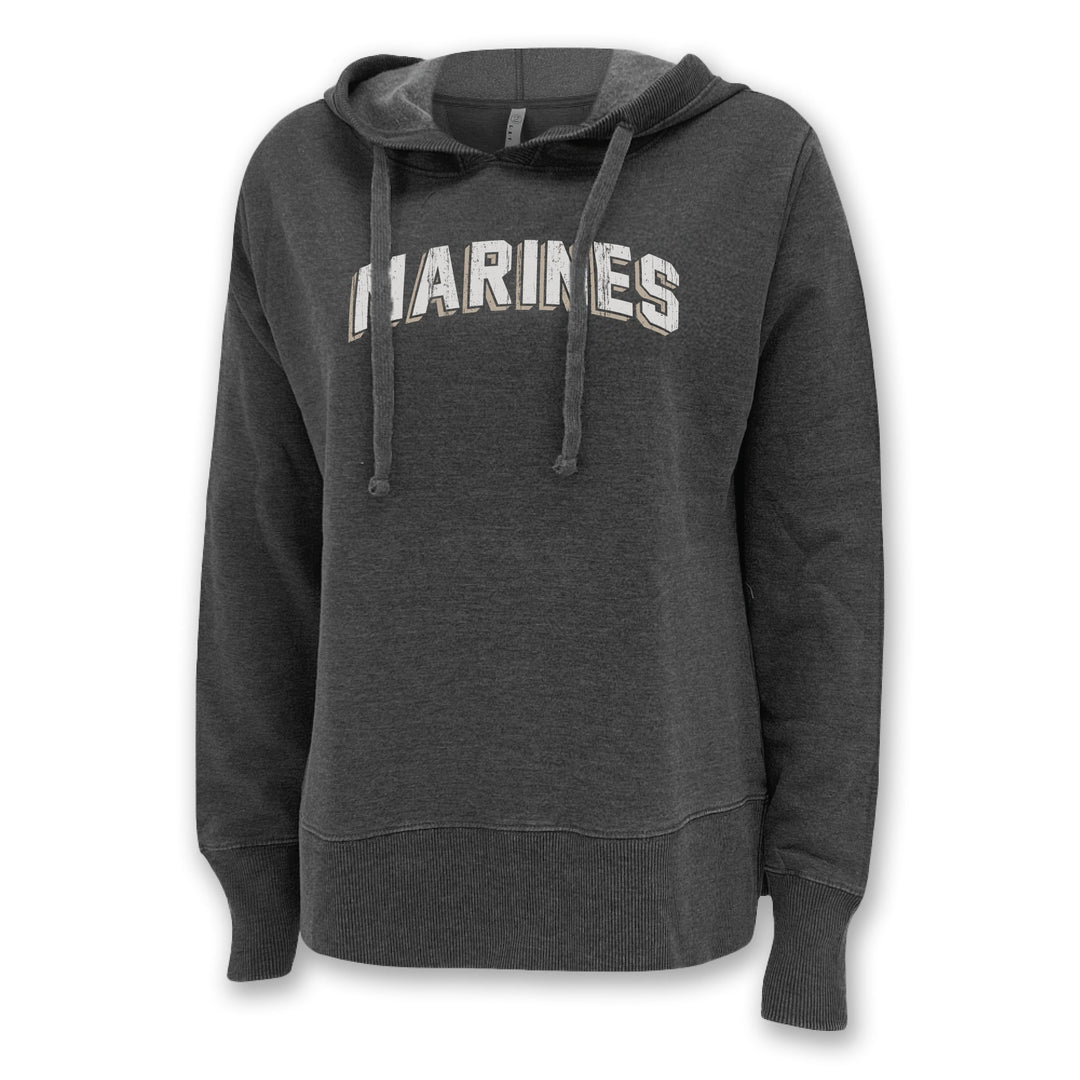 Marines Ladies Distressed Arch Hood (Washed Black)