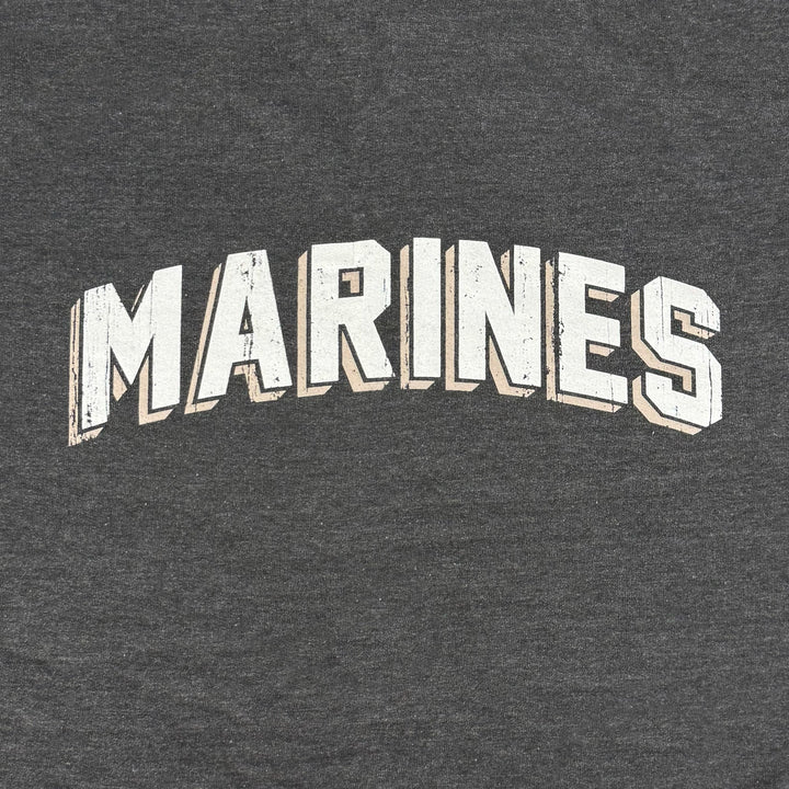 Marines Ladies Distressed Arch T-Shirt (Washed Black)