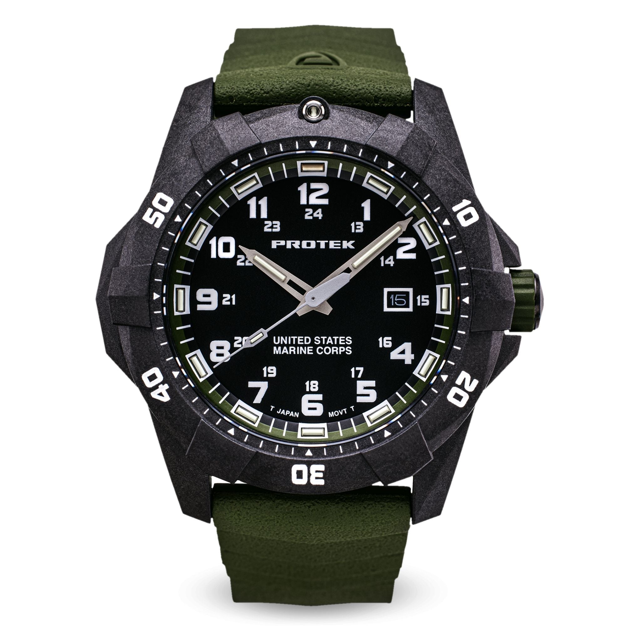 ProTek USMC Carbon Composite Dive Watch - Carbon/Black/Green (Green Band)*