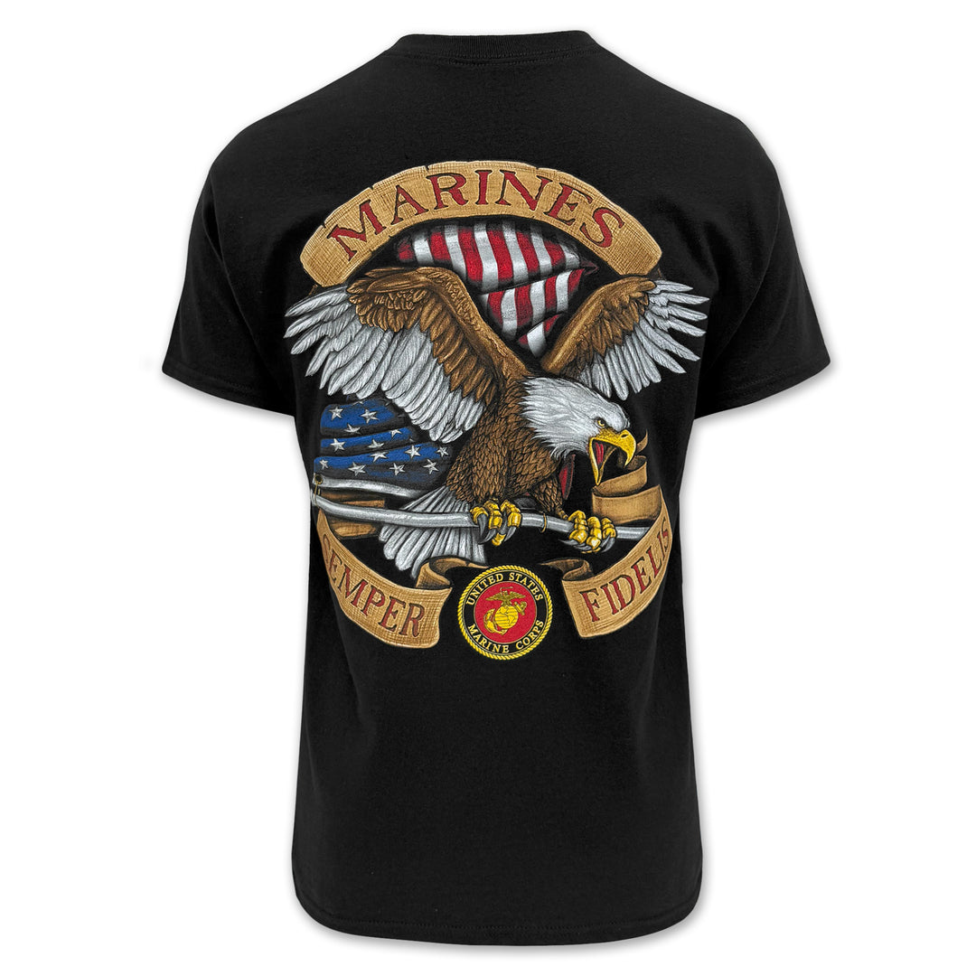 Marines Flying Proud Semper Fidelis T-Shirt (Black)