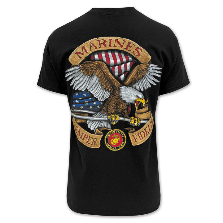 Marines Flying Proud Semper Fidelis T-Shirt (Black)
