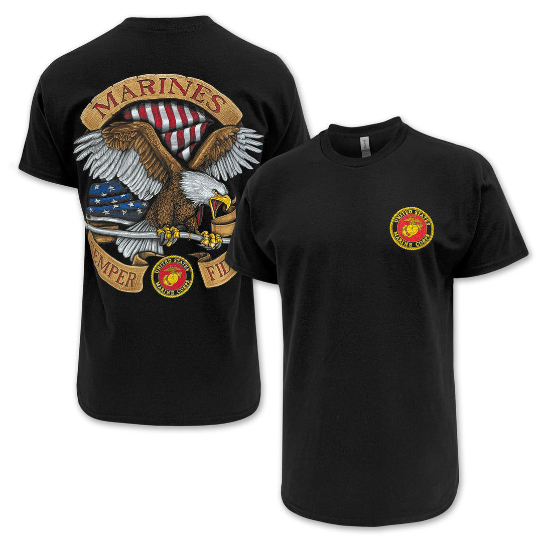 Marines Flying Proud Semper Fidelis T-Shirt (Black)