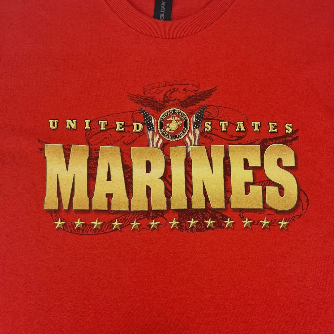 United States Marines Gold Flags T-Shirt (Red)