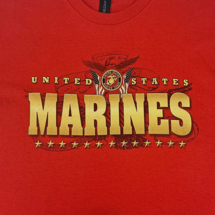 United States Marines Gold Flags T-Shirt (Red)