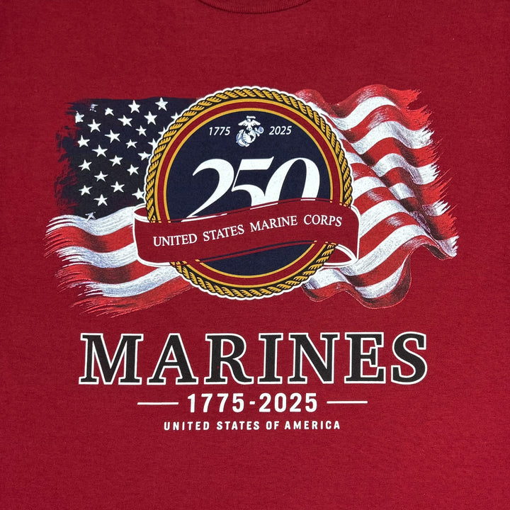 United States Marine Corps 250th Anniversary T-Shirt (Garnet Red)