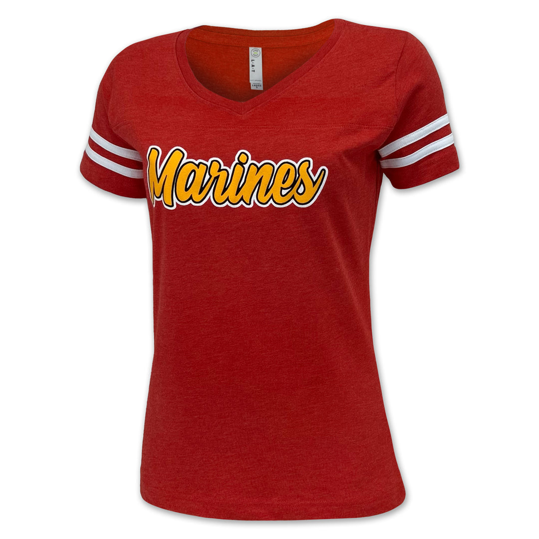 Marines Ladies Script T-Shirt (Red)