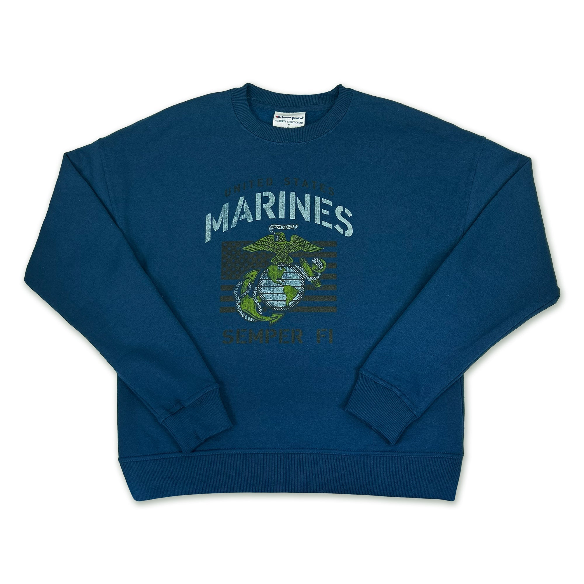 Marines Champion Ladies Vintage Stencil Champion Crewneck (Blue)