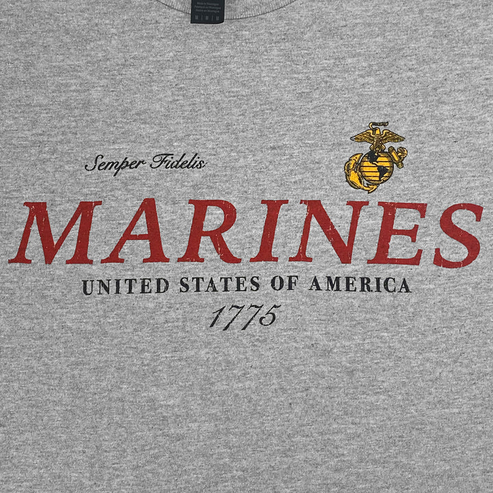 U.S. Marines Distressed Print Top Icon T-Shirt (Grey)