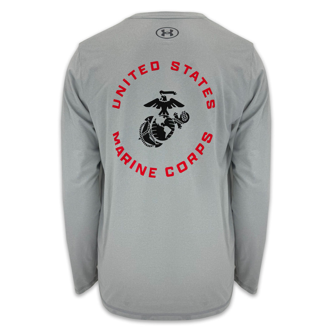 United States Marines EGA Under Armour Tech Long Sleeve T-Shirt (Grey)
