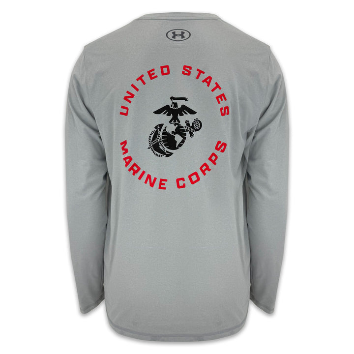 United States Marines EGA Under Armour Tech Long Sleeve T-Shirt (Grey)