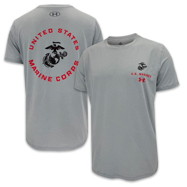 United States Marines EGA Under Armour Tech T-Shirt (Grey)