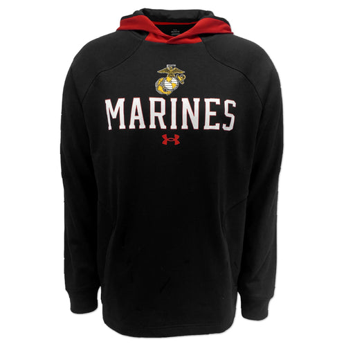 Marines Under Armour Gameday Double Knit Fleece Hood (Black)