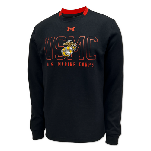 Marines Under Armour Gameday Double Knit Fleece Crewneck (Black)