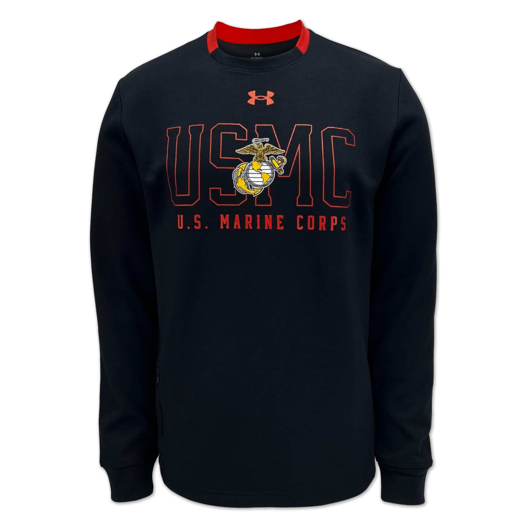 Marines Under Armour Gameday Double Knit Fleece Crewneck (Black)