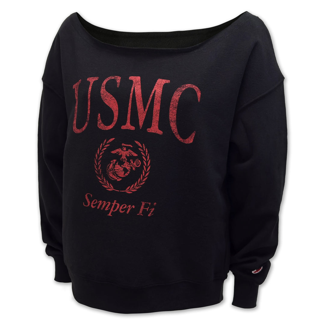 USMC Women's Tiffany Off the Shoulder Sweatshirt (Black)