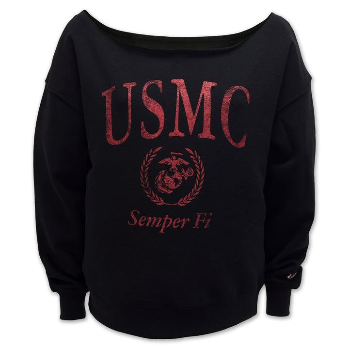 USMC Women's Tiffany Off the Shoulder Sweatshirt (Black)