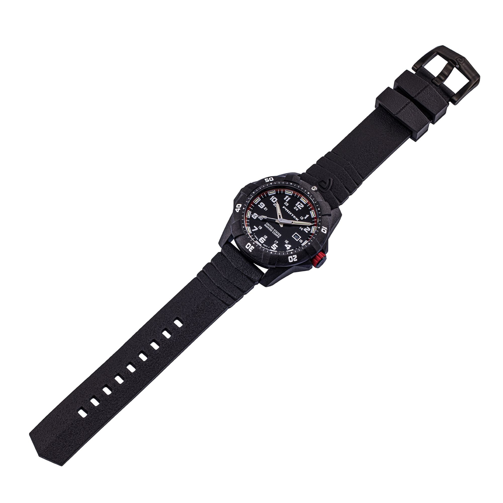 ProTek USMC Carbon Composite Dive Watch - Carbon/Black/Red (Black Band)*