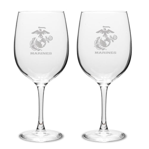 Marines EGA Set of Two 19oz Wine Glasses with Stem