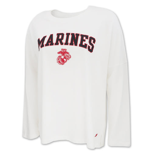 Marines Clothesline Cotton Oversize Long Sleeve T-Shirt (White)